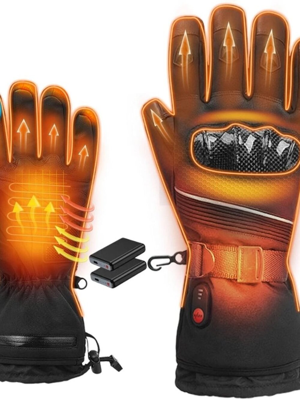 Yepstyle Heated Gloves, 5000mAh Rechargeable, Waterproof, Touchscreen - Black